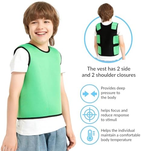 Generic Sensory Compression Vest for Kids Sensory Processing Disorder Vest Deep Pressure Comfort for Autism, Hyperactivity, Mood Processing Disorders, Breathable, Form-Fitting, Kids