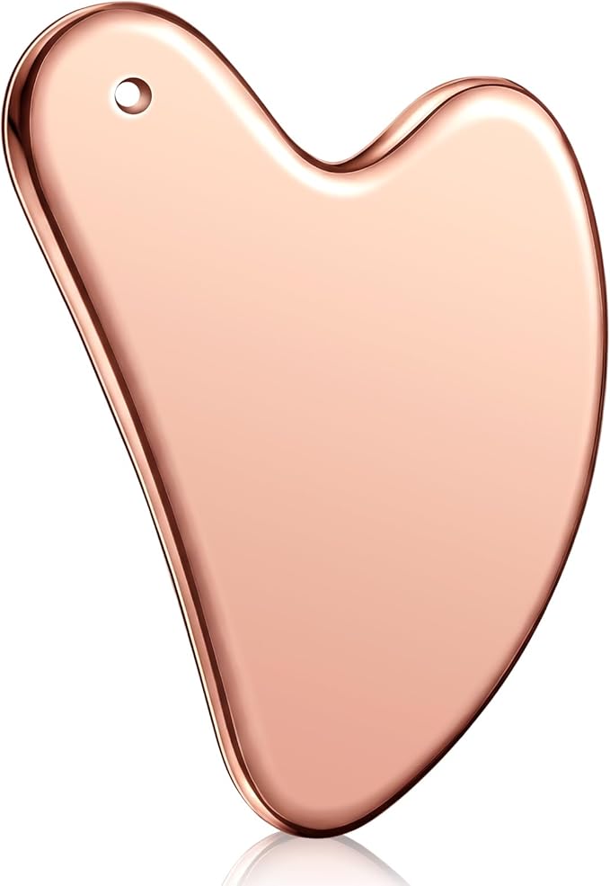 Nuanchu Stainless Steel Gua Sha Facial Tools Metal Guasha Tool for Face Body Jawline Shaper, Double Chin Reducer, Puffiness Reducing, Lymphatic Drainage Massager Skin Care Gift with Pouch(Pink)
