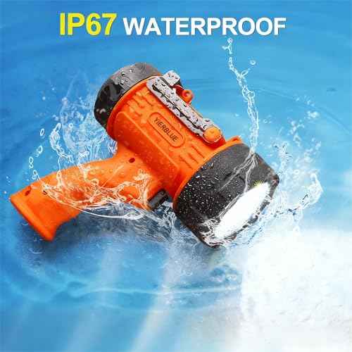 YIERBLUE Rechargeable Spotlight,Handheld Rechargeable Flashlight 200,000 Lumens LED, IP67 Waterproof 12 Hours Running for Boating, Camping, Hunting