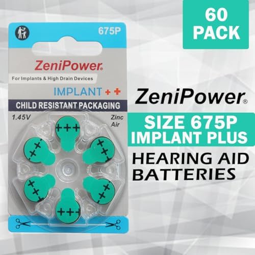 Mercury Free (0% Hg) Extra High Power Cochlear Implant BTE Speech Processor Batteries Zinc Air 1.4V Size 675P, 675CI, Implant Plus (300 Batteries)