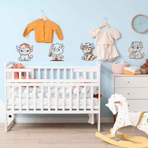 Keluna Highland Cow Stencils for Painting - 15 Pcs Animal Wood Burning Stencils, Farmhouse Cow Print Stencils for Crafts Reusable, Template for Painting on Canvas Wall Furniture Craft