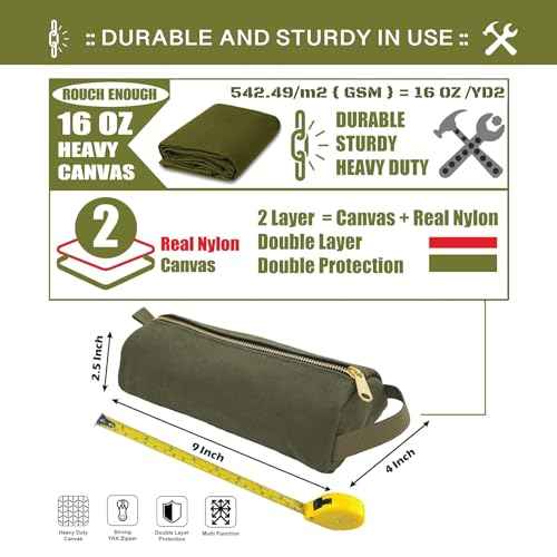 Rough Enough Small Tool Pouch Bag Canvas for Motorcycle Bike Accessories Storage Organizer with Zipper Handle Army Green