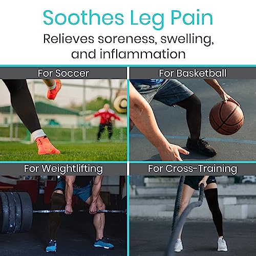 Vive Full Leg Compression Sleeves for Men & Women (Pair) - Knee, Calf, & Thigh Support Brace Wrap for Basketball, Football, Wrestling - Footless Long Running Accessories for Shin Splints (Small)