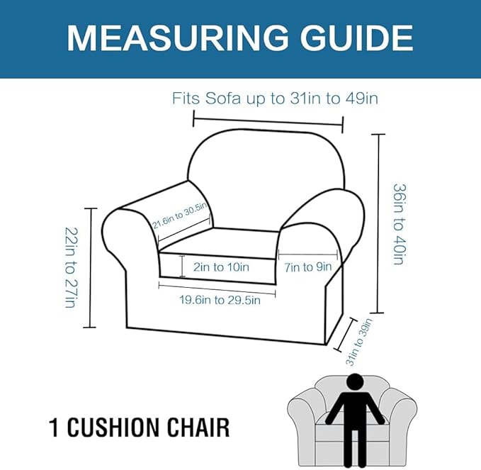 H.VERSAILTEX Rich Velvet Stretch 2 Piece Cover Chair Slipcover Sofa Cover Furniture Protector Couch Soft with Elastic Bottom Chair Couch Cover Width Up to 49 Inch (Chair, Vintage Green)
