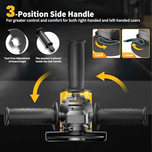 Angle Grinder Brushless fit DEWALT 20V Battery, 6 Variable Speed Power Grinder 4-1/2" Cordless, with 5 Cutting Wheels, 3 Grinding Wheels, 3 Flap Discs, For Cutting Grinding Polishing (Tool Only)