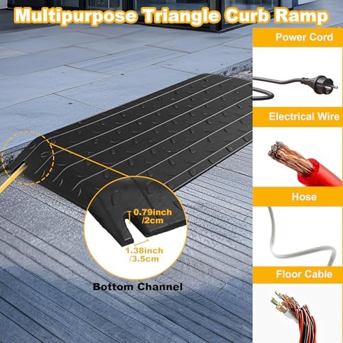 3.5" High Wheelchair Ramp Rubber Threshold Ramps for Wheelchairs for Home, 5500 lbs Weight Capacity, Non-Slip Surface for Wheelchair,Strollers,Scooters Home Doorways Use