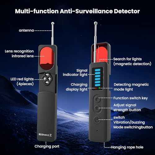 Hidden Camera Detectors - 2025 Advanced Camera Detector, Hidden Device GPS Detector, Bug Detector, Camera Detector for Hotels, Travel, Office, 5 Levels Sensitivity (Black)