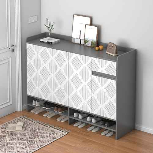 Modern Stripe Peel and Stick Wallpaper 17.3¡± x 118¡± Black and White Contact Paper Geometric Wallpaper Self Adhesive Wallpaper Removable Decorative Wallpaper for Bedroom Drawers Cabinets Decor Vinyl