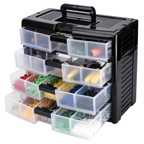 Screw Organizer Small Parts Cabinet Chest, 16-Drawer Hardware Electronics Nuts Bolts Storage Drawers Organization Toolbox Garage Craft Teacher Beads Scrapbook Art Hobby (Black)