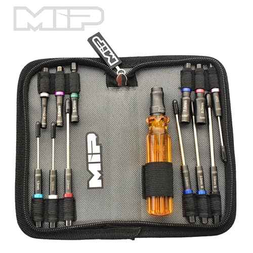 MIP RC Mini Tool Bag 13 Pocket Holds 1/4 Hex & Nut Driver Bits, Precision Tools for RC Car Repair, Quadcopter, Helicopter, and FPV Racing Drone Models, Model 5211