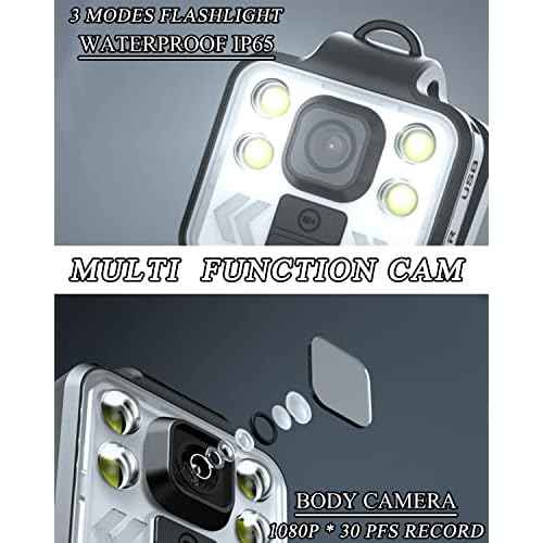Body Camera with Audio & Video Recording - 1080P Mini Small Portable Sport 64G Cam Recorder - Flashlight Headlamp Waterproof Cam- for Child Pet Home Outdoor Fishing Camping (With Magnetic Lanyard)
