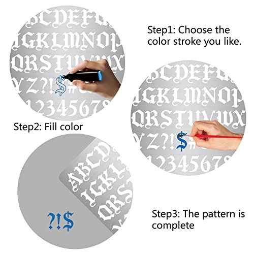 GORGECRAFT 6.3 Inch Metal Gothic Font Lettering Stencil 1" High Stainless Steel Old English Font Ancient Alphabet Number Template Runes Punctuation Stencils for Painting Wood Burning Engraving Crafts