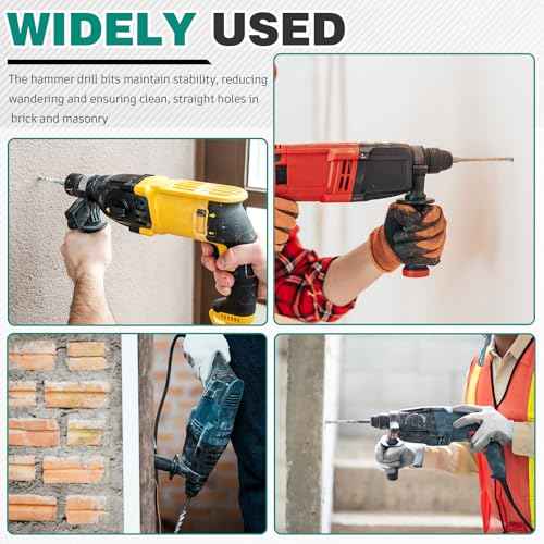 2 Pcs 1 Inch x 14 Inch Rotary Hammer Drill Bit Lengthening, Compatible with SDS Plus, Carbide Tipped to Easily Drill Through Concrete, Masonry Bit for Brick, Cement, Stone, Block and More