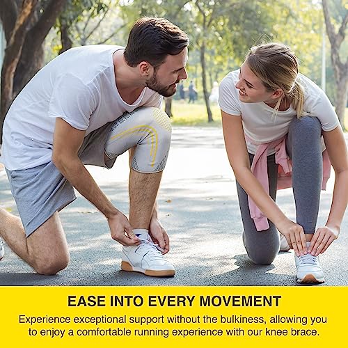 Bracoo 2 Pack Knee Compression Sleeves for Men and Women – Knee Support Brace for Running, Workout, Pain Relief, Meniscus Tear, Arthritis, Joint Recovery, Sports Injury, KE92