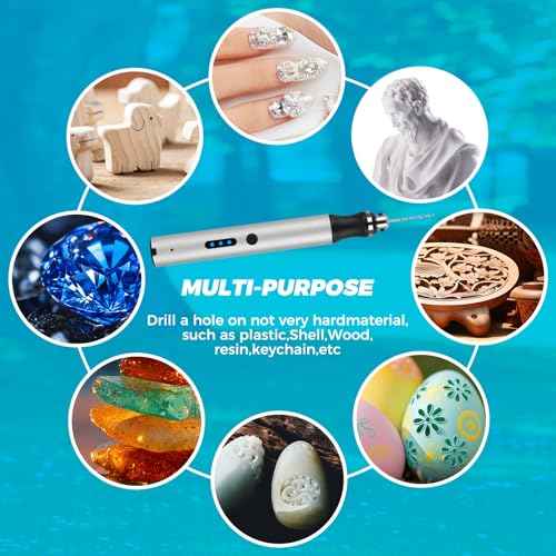 3-Speed Cordless Mini Drill Pen With 30 Small Bits,Rechargeable Electric Hand Drill Pin Vise,Resin Drill Set For Jewelry Making,Resin,Plastic,Wood,Keychains DIY
