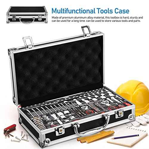 DOITOOL Portable Aluminum Alloy Toolbox with Lock Multifunctional Storage Case for Tools and Instruments Right Angle Design Soft Padded Protection Dimensions