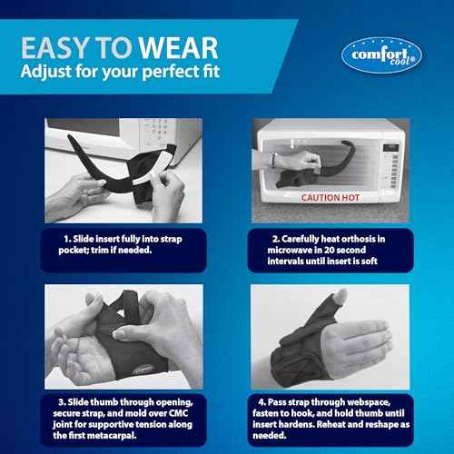 Comfort Cool Thumb CMC Abduction Splint, Large Plus, Left Hand, Thumb Brace for CMC Joint Support, Moldable Thumb Wrap, Supports Without Limiting Finger Movement, Lightweight & Washable