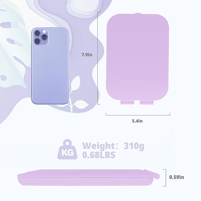 Travel Makeup Mirror, Portable Mirror with 3 Adjustable Light Settings, USB-Rechargeable Vanity Mirror with Lights, Gift for Women and Girls (Purple)