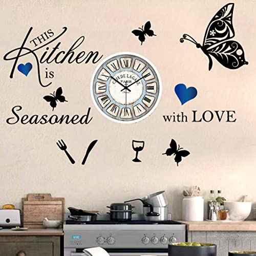 Kitchen Wall Decal Wall Arts Stickers Inspirational Wall Decals Quotes this Kitchen is Seasoned with Love Kitchen Wall Sign Home Decor Vinyl Wall Sticker for Kitchen Dining Room Home Restaurant Wall Decoration.