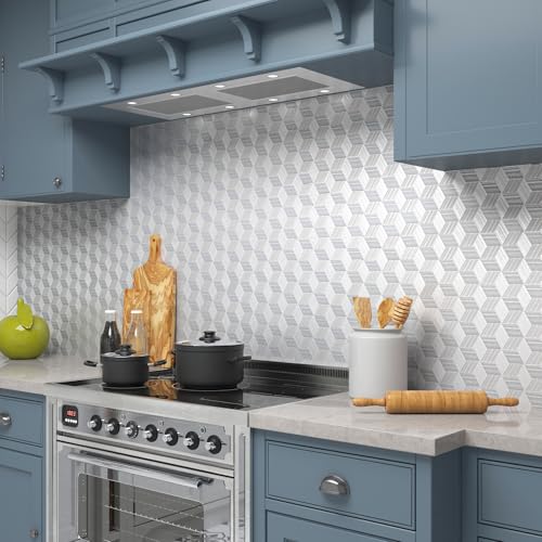LACHEERY Silver Grey Metallic Wallpaper for Kitchen Backsplash Wallpaper Peel and Stick Waterproof Removable 3D Wall Paper Kitchen Contact Paper for Countertops Cabinets Drawers Liner Roll 15.8"x80"