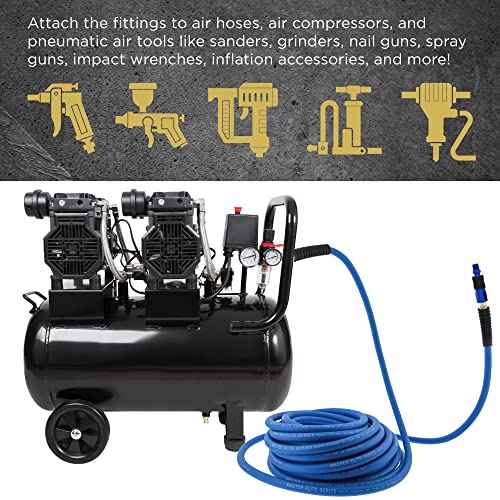 Master Elite Series 12 Piece Industrial I/M Type Plug Air Fittings Set with 1/4" NPT Male Threads - Attach to Quick-Connect Couplers, Hoses, Compressors, Pneumatic Air Tools, Spray Guns, Sanders