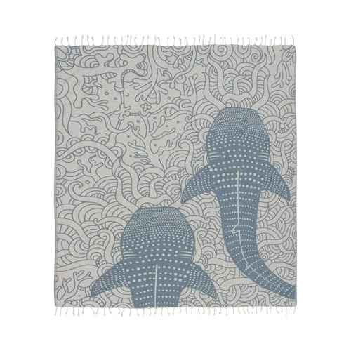 Sand Cloud Extra Large Turkish Beach Towel - Free 100% Organic Cotton Yarn Quick Dry for Beach, Picnic, Blanket or Bath As Seen on Shark Tank Marine Life (Whale XL)