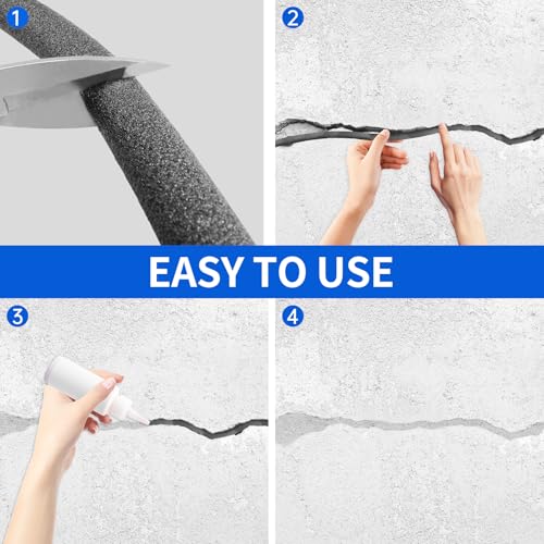 Foam Backer Rod for Gaps Concrete Crack Filler Joints Foam Gap Filler Caulk Saver Backing Rod Concrete Filler Rope (3/4 Inches x 10 Feet)