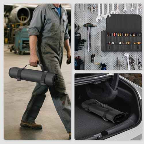 Portable Rollup Toolbag 19-Slot Empty Tool Organizer Heavy Duty Motorcycle Tool Roll Bag Organizer Tools Bags Mens gifts for Him - Mechanic & Electrician