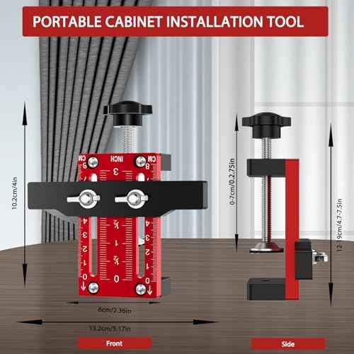 Cabinet Door Installation Positioners, Installation Jig for Cabinet Door, Aluminum Adjustable Mounting Jig Positioning Tool, Cabinet Door Positioning tool Compatible for Most Cabinet Doors