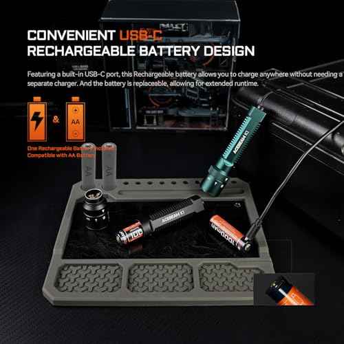 ACEBEAM K1 Rechargeable EDC AA Flashlight with Green Beam, UV and White LED Combo, 1000 High Lumens Pocket Flashlight, Triple Sources Super Bright Small Flash Light for Emergency, Camping, Home