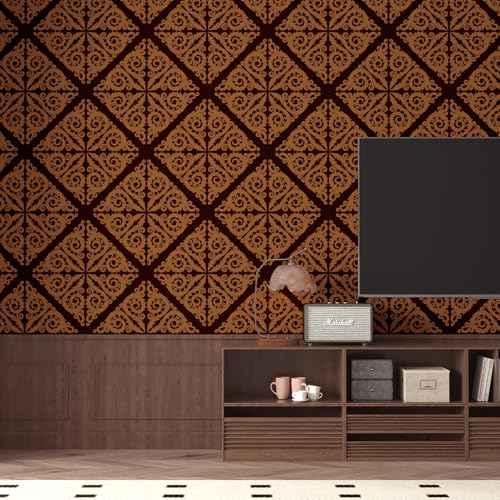 Brown Damask Floral Wallpaper Peel and Stick Geometric Floral Wallpaper for Living Room Bedroom Walls Self Ahdesive Brown Contact Paper for Cabinets Removable Damask Wall Paper 17.5¡¿102.3''