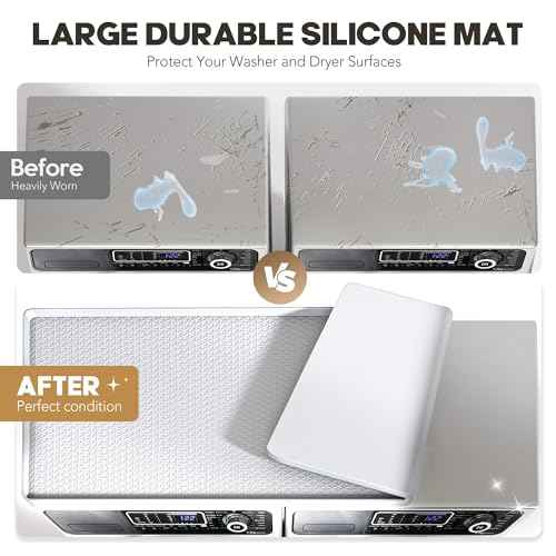 Washer Dryer Countertop, 54" x 27.5" Large Washer and Dryer Covers for The Top, Non-Slip Waterproof Silicone Dryer Top Protector Mat, Washer Dryer Topper for Laundry Room Kitchen Home£¨White£©