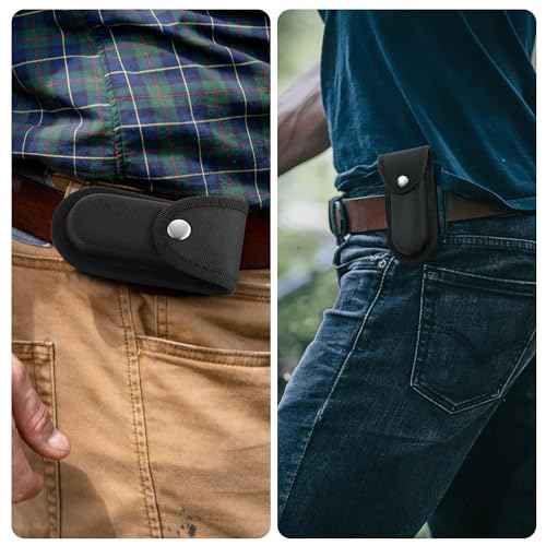 2Pcs Nylon Pocket Knife Sheath, 5''-5.5'' Multitool Pouch, Folding Knife Belt Sheath with Snap Closure and Horizontal or Vertical Carry Belt Loop, Multitool Case for Outdoor or Daily Use, Larger Size