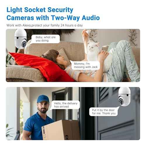 Light Bulb Security Camera -5G& 2.4GHz WiFi Camera Outdoor Wireless Motion Detection and Alarm,Two-Way Talk,Color Night Vision,Human Detection, Light Socket Camera Compatible with Alexa,2 Pack