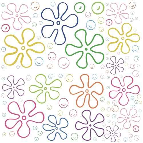 177 Pcs Flowers and Bubbles Wall Decals, Under The Sea Birthday Party Peel and Stick Colorful Bubble Stickers, 6 Sheets, 30cm x 20cm Each, Static Cling, Removable