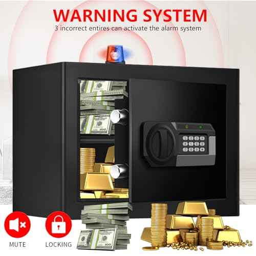 1.2 Cuft Safe Box Fireproof Waterproof, Digital Security Safes for Home Use Fire and Water Proof with Combination Lock, Alarm System and Removable Shelf, Anti-Theft Document Safes For Money, Jewelry