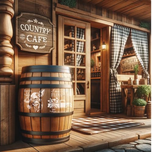 Farmhouse Stencil Set ? 8-Piece DIY Rustic Craft Kit with Reusable Farm-Themed Templates for Painting, Wood Signs, and Country Home Decor