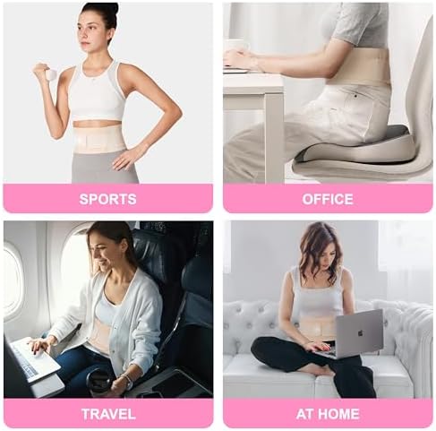 Ultra Thin Back Brace for Lower Back, Breathable Lightweight Back Brace for Women & Men, Adjustable Back Support Brace for Lower Back Pain Relief, Sciatica, Scoliosis, Herniated Disc (Beige, Medium)