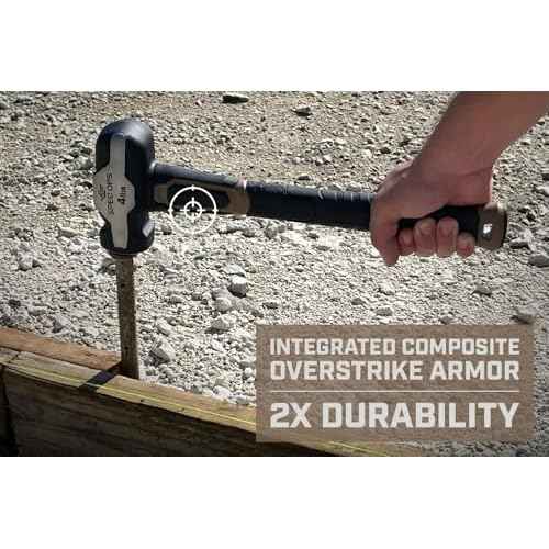 Spec Ops Tools Engineering Hammer, 4 lb Sledge hammer with Removable Soft Mallet Cap & Bi-Material Shock Absorbing & Vibration Dampening Handle, 3% Donated to Veterans, Black/Tan