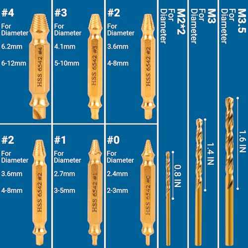 10 PCS Damaged Screw Extractor Set, 6 PCS HSS 6542 Screw Extractor Remover Kit and 4 PCS Twist Drill Bit Kit for Stripped Screws & Drill Bit Tools, Gifts for Men