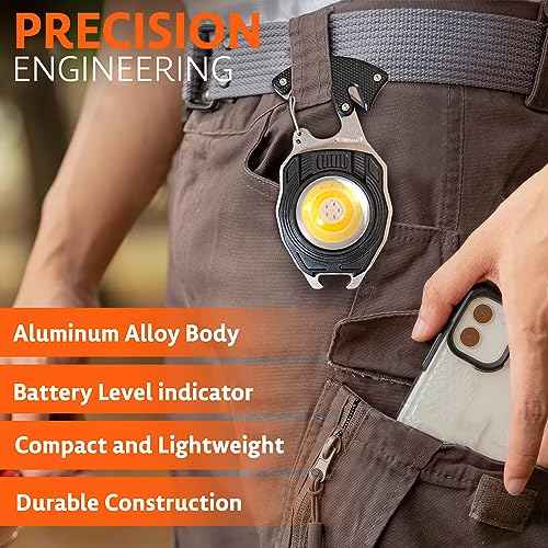 GUARDMAN Stocking Stuffers ? Multitool Survival Keychain Tool, LED Flashlight, Carabiner, Fire Starter, Screwdriver, Whistle, Bottle Opener ? Camping & Outdoor Multi Tool Gear - 1 Pack