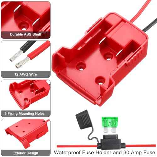 Pickmesh 4 Packs Wheels Adapter Compatible with Milwaukee/M18 18v Battery Adapter Converter Kit for RC Car Robotics RC Truck DIY Use Power Connector with 12AWG Wire Fuses and Wire Terminals