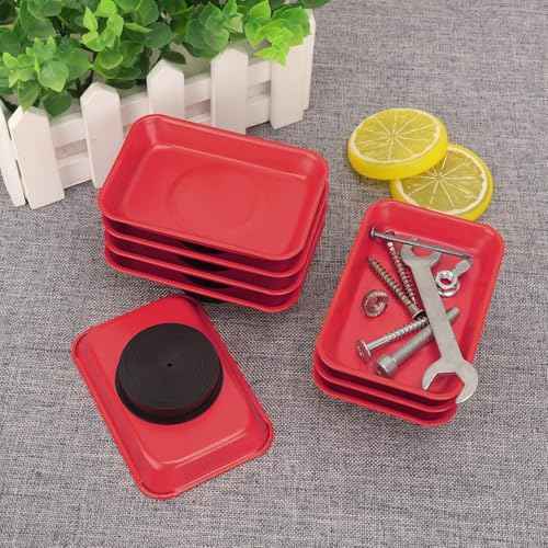 15 PCS Rectangle Magnetic Parts Trays, 3.7X2.5x1Inch, Red Magnet Tool Tray, Magnetic Parts Tray, Red, by GENHAKON