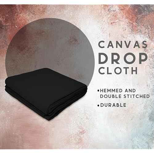 ZUPERIA Black Drop Cloth (9 x 12 Feet - Pack of 2) - Pure Canvas Drop Cloth for Painting, Curtains & Floor Protection Washable & Reusable Tightly Woven Paint Cover for Multipurpose use