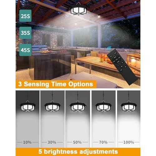 Solar Shed Light Indoor Outdoor 288LED 360¡ÆLighting Solar Lights Work in Daytime with Remote Control, Waterproof Solar Gazebo Lights with Motion Sensor/5 Modes for Home Shed Garage Barn