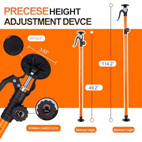 Cabinet Jack for Installing Cabinet Support Rod 3rd Hand Support System Adjustable Support Pole,Extend from 45.2 inch to 114.2 inch,Orange 2 Packs