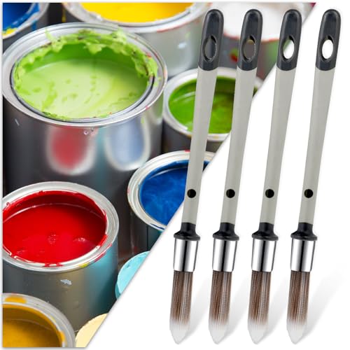 4Pcs Trim Paint Brush, Touch Up Detail Paint Small Brushes for Painting Walls Furniture Corner Trim House Baseboard Edging (Gray)