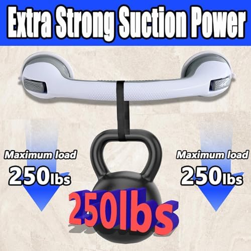 Shower Grab Bar, Suction Grab Bars for Shower, 2 Pack 16 Inch Shower Handles for Elderly Suction, Bathroom Grab Bars for Seniors, Shower Grab Bars Suction Heavy Duty, Waterproof No Drilling
