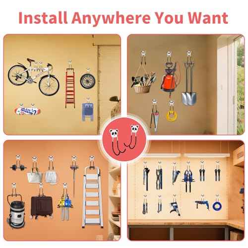 Metal Heavy Duty Hooks 8PCS Wall Mount Storage Organizer for Extension Cord Tool Coat Backpack Hanging Plant Ladders Bikes