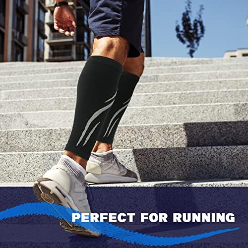 Calf Compression Sleeve for Men & Women 20-30 mmHg, Leg compression Sleeve, Footless Compression Socks (1 or 2Pair)